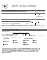 Document preview: Application for Medical Personnel - Oregon