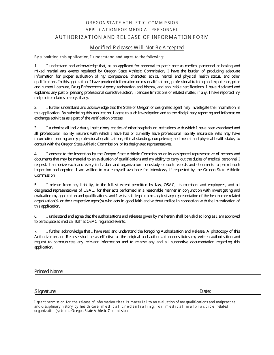 Application for Medical Personnel - Oregon, Page 4