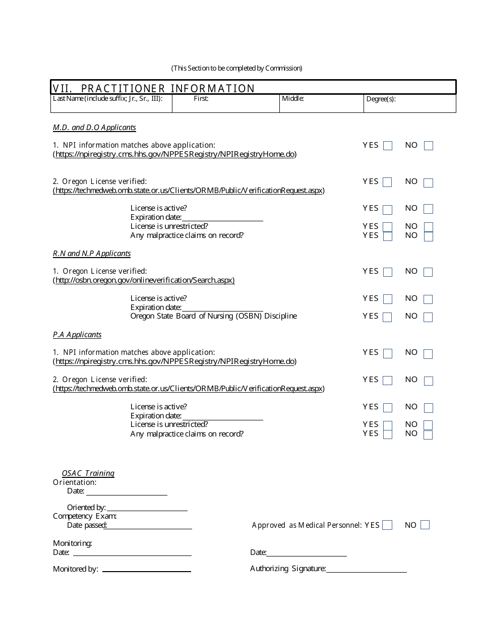 Application for Medical Personnel - Oregon, Page 5
