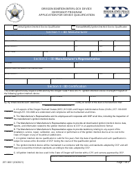 Form 257-0001 Application for Device Qualification - Ignition Interlock Device Oversight Program - Oregon