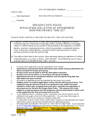 Document preview: Application for Letter of Appointment Non-preference Tow List - Oregon