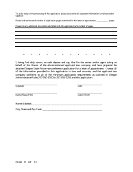 Application for Letter of Appointment Non-preference Tow List - Oregon, Page 11