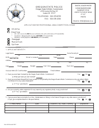 Form 301 Application for Professional Mma Competitor License - Oregon