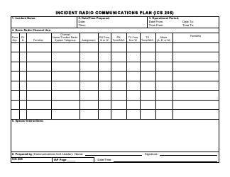 Form ICS205 &quot;Incident Radio Communications Plan&quot;