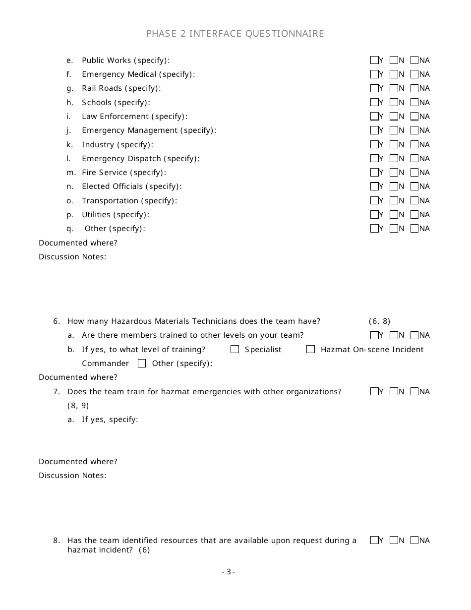 Community Capability Assessment - Phase 2 Questionnaire - Hazardous Material Response Team - Oregon, Page 3