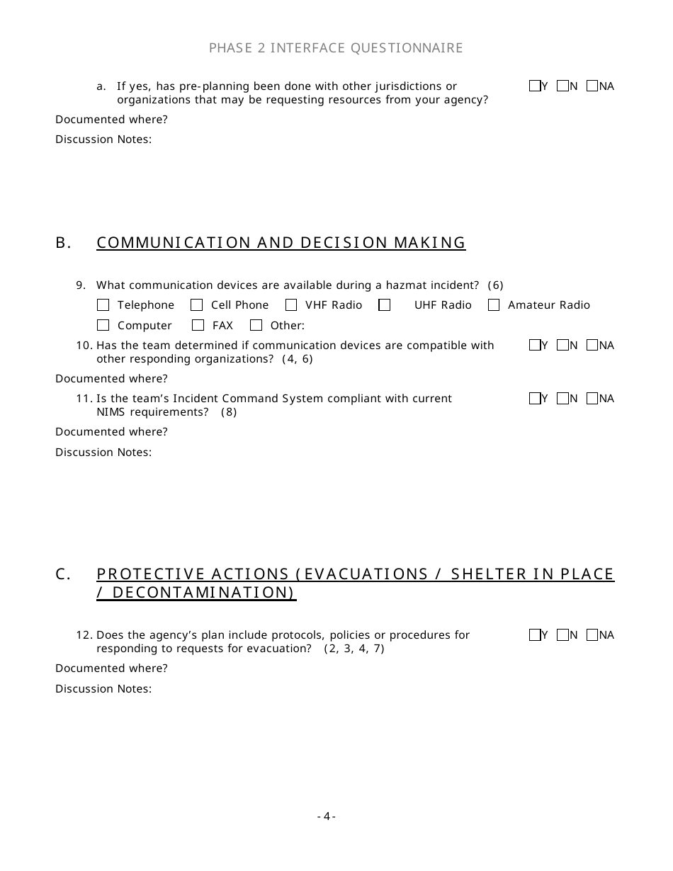 Community Capability Assessment - Phase 2 Questionnaire - Hazardous Material Response Team - Oregon, Page 4