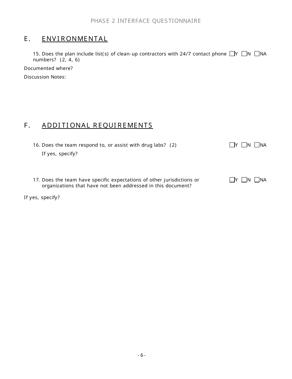 Community Capability Assessment - Phase 2 Questionnaire - Hazardous Material Response Team - Oregon, Page 6