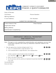 Community Capability Assessment - Phase 2 Questionnaire - Emergency Medical Transport and Hospitals - Oregon