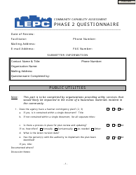 Document preview: Community Capability Assessment - Phase 2 Questionnaire - Public Utilities - Oregon