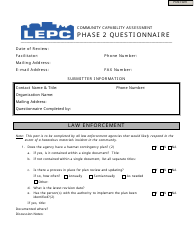 Document preview: Community Capability Assessment - Phase 2 Questionnaire - Law Enforcement - Oregon