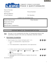 Community Capability Assessment - Phase 3 Questionnaire - Department of Transportation - Oregon