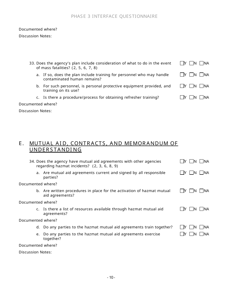 Community Capability Assessment - Phase 3 Questionnaire - County Emergency Management - Oregon, Page 10