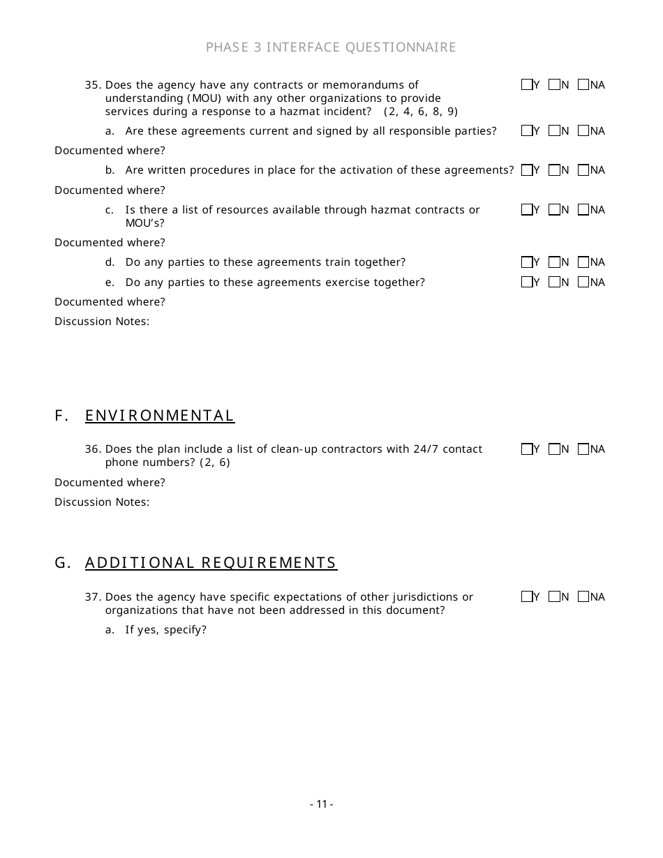Community Capability Assessment - Phase 3 Questionnaire - County Emergency Management - Oregon, Page 11