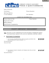 Community Capability Assessment - Phase 3 Questionnaire - County Emergency Management - Oregon