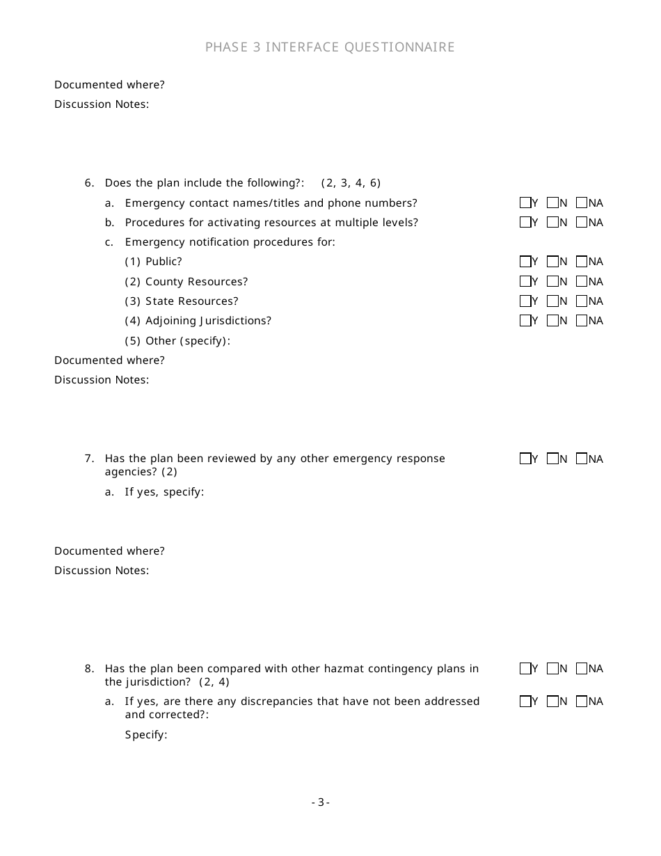 Community Capability Assessment - Phase 3 Questionnaire - County Emergency Management - Oregon, Page 3