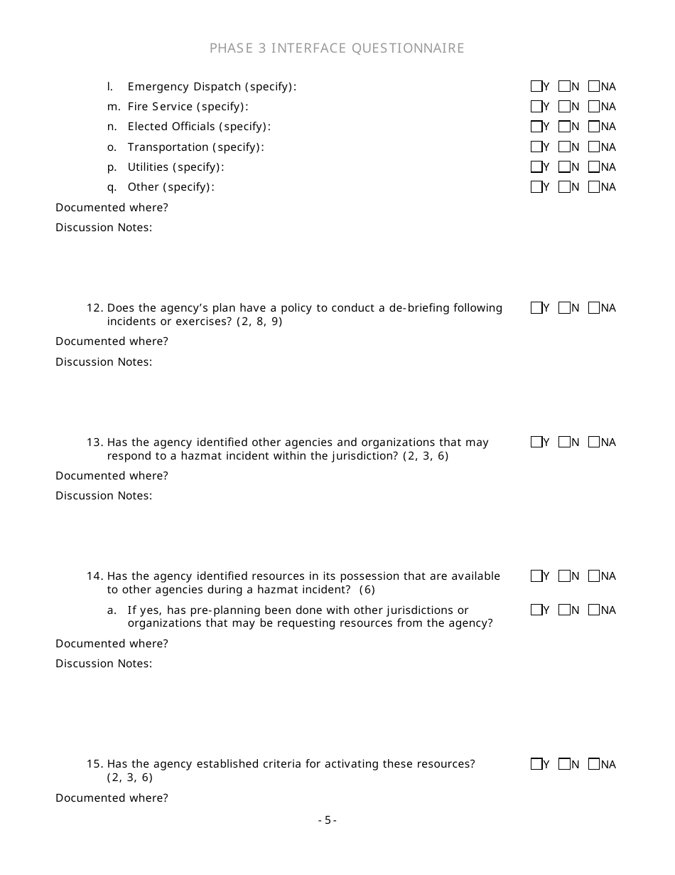 Community Capability Assessment - Phase 3 Questionnaire - County Emergency Management - Oregon, Page 5