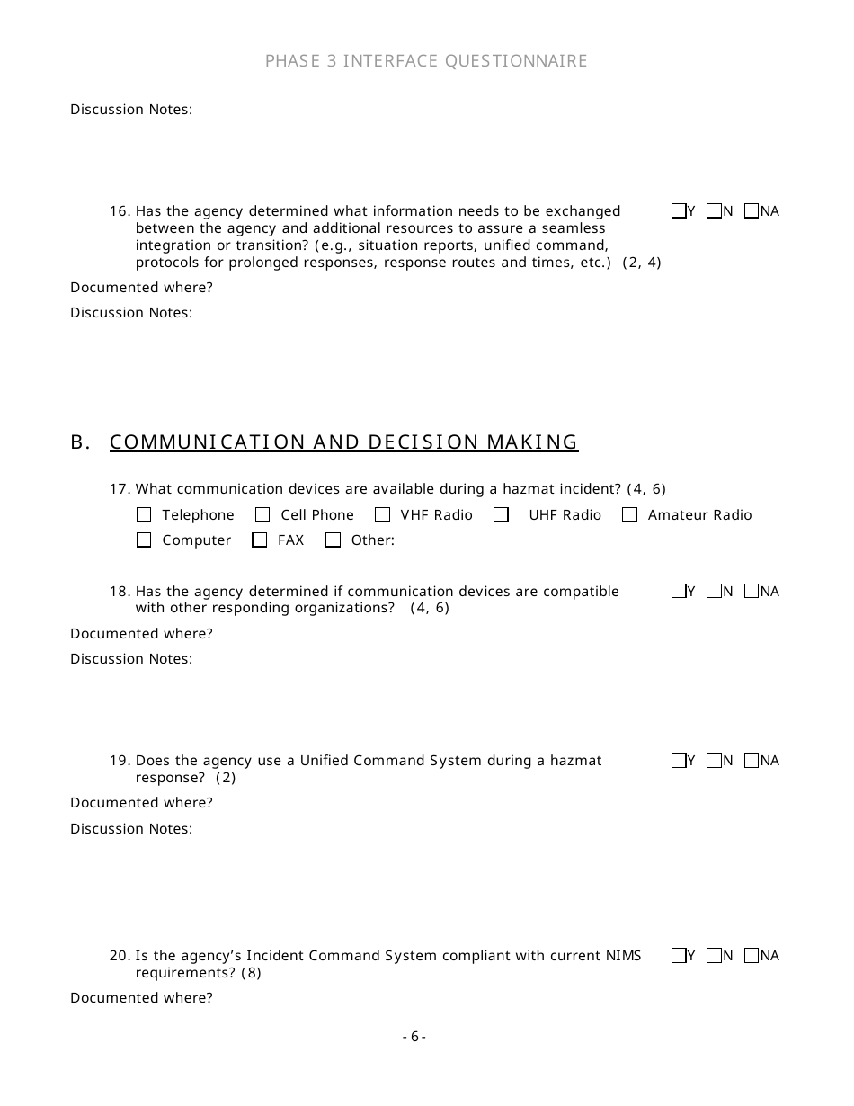 Community Capability Assessment - Phase 3 Questionnaire - County Emergency Management - Oregon, Page 6