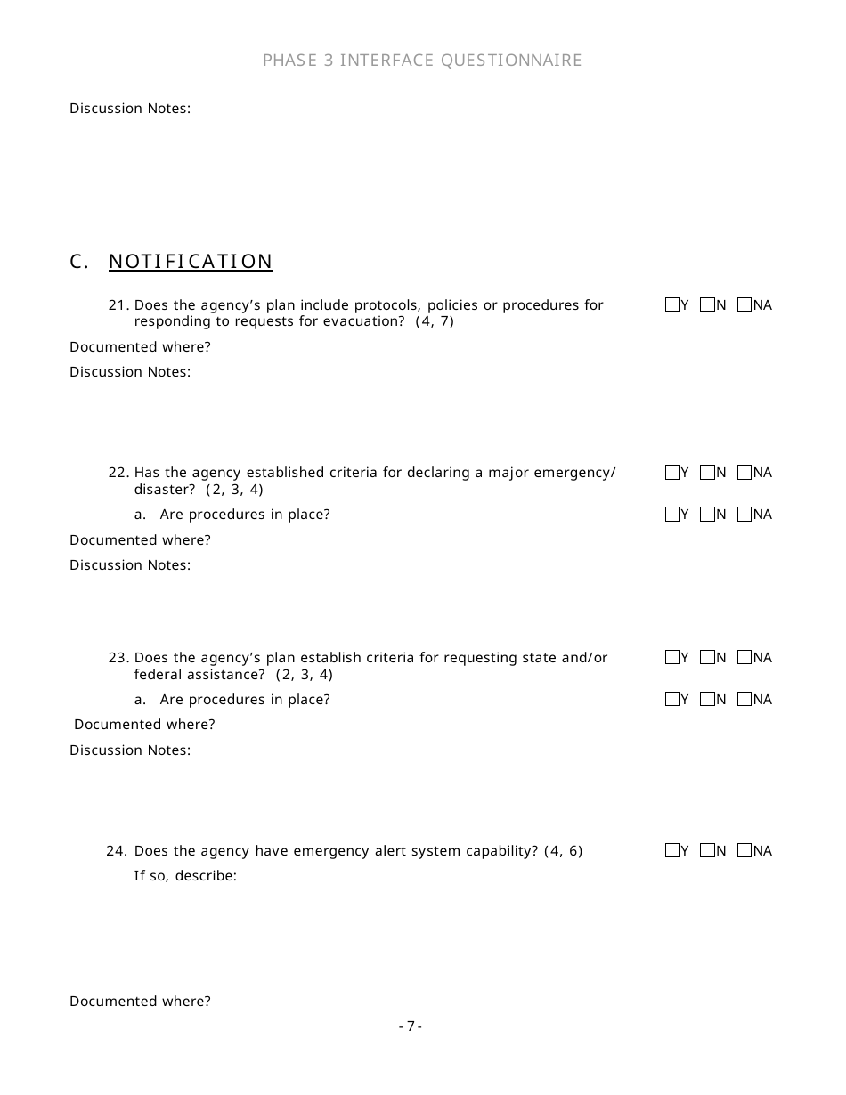 Community Capability Assessment - Phase 3 Questionnaire - County Emergency Management - Oregon, Page 7