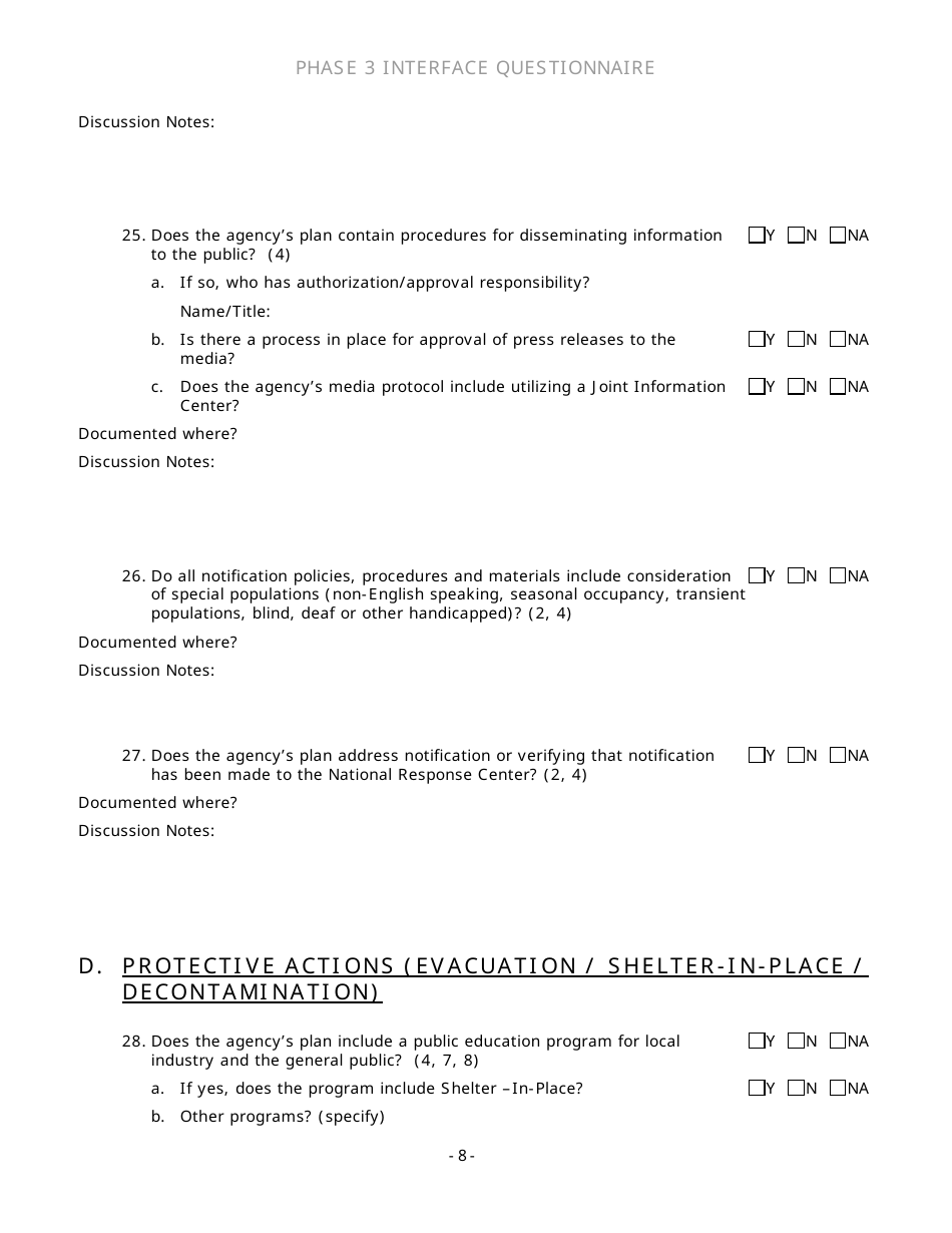Community Capability Assessment - Phase 3 Questionnaire - County Emergency Management - Oregon, Page 8