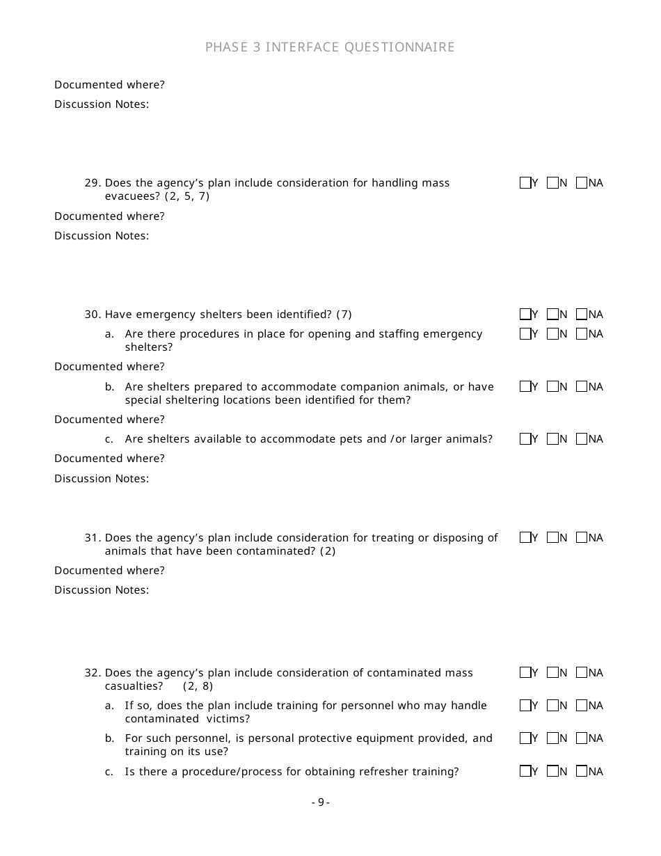 Community Capability Assessment - Phase 3 Questionnaire - County Emergency Management - Oregon, Page 9