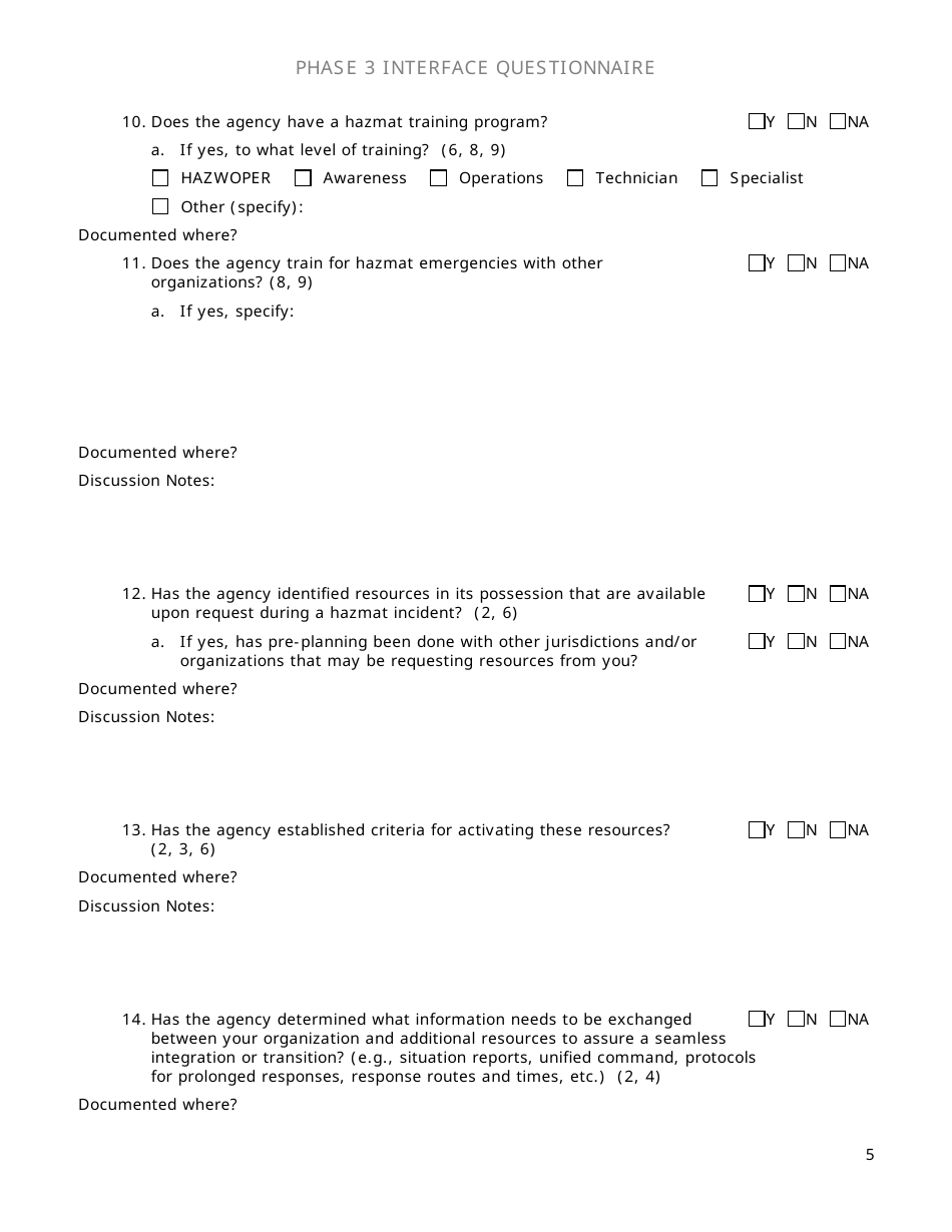 Community Capability Assessment - Phase 3 Questionnaire - County Law Enforcement - Oregon, Page 5