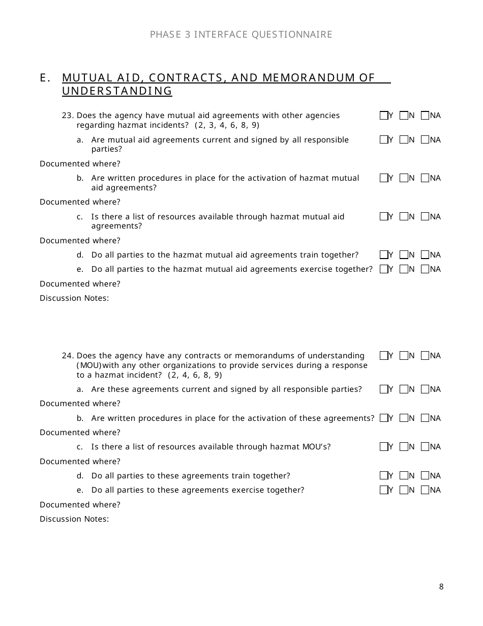 Community Capability Assessment - Phase 3 Questionnaire - County Law Enforcement - Oregon, Page 8