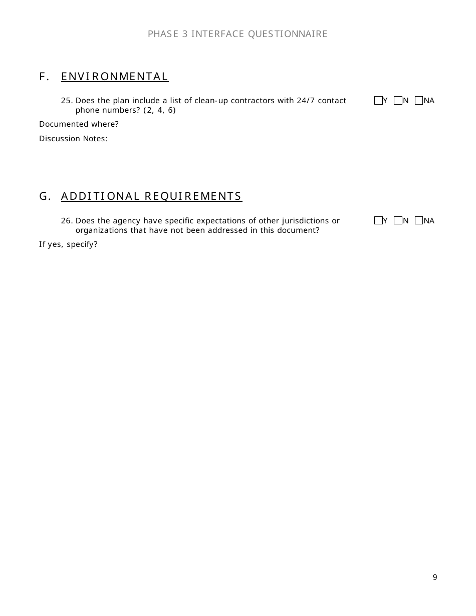 Community Capability Assessment - Phase 3 Questionnaire - County Law Enforcement - Oregon, Page 9