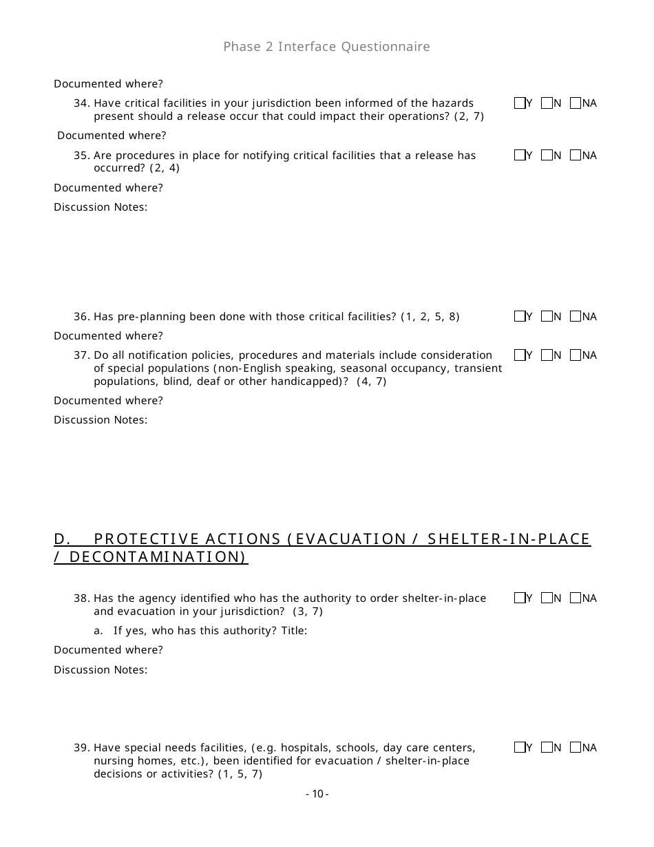 Community Capability Assessment - Phase 2 Questionnaire - Fire Department - Oregon, Page 10