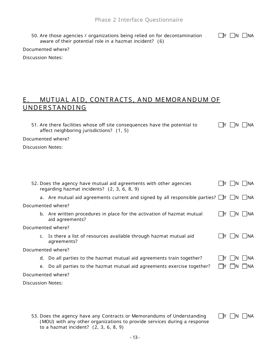 Community Capability Assessment - Phase 2 Questionnaire - Fire Department - Oregon, Page 13