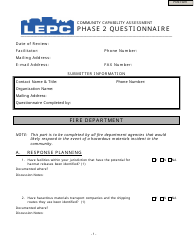 Community Capability Assessment - Phase 2 Questionnaire - Fire Department - Oregon