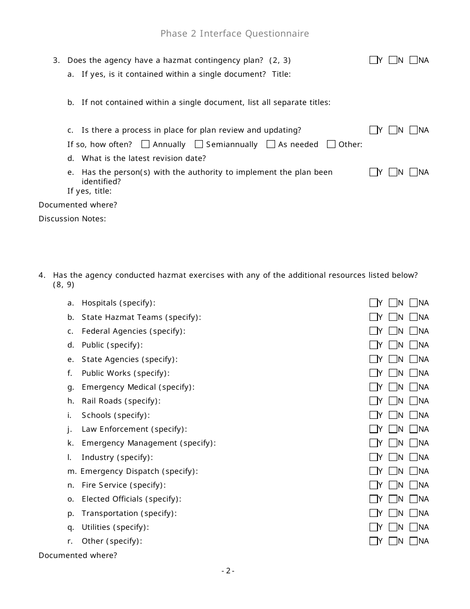 Community Capability Assessment - Phase 2 Questionnaire - Fire Department - Oregon, Page 2