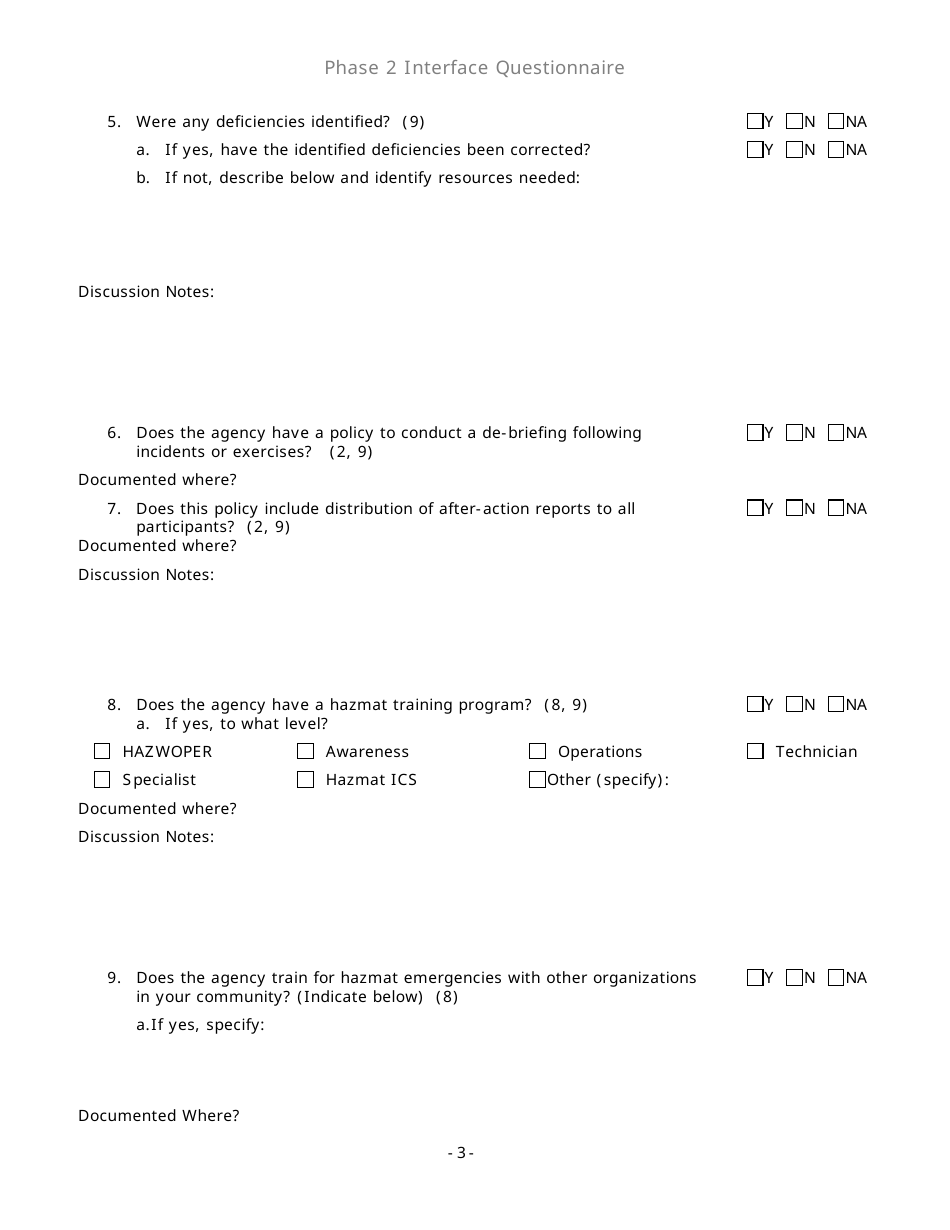 Community Capability Assessment - Phase 2 Questionnaire - Fire Department - Oregon, Page 3