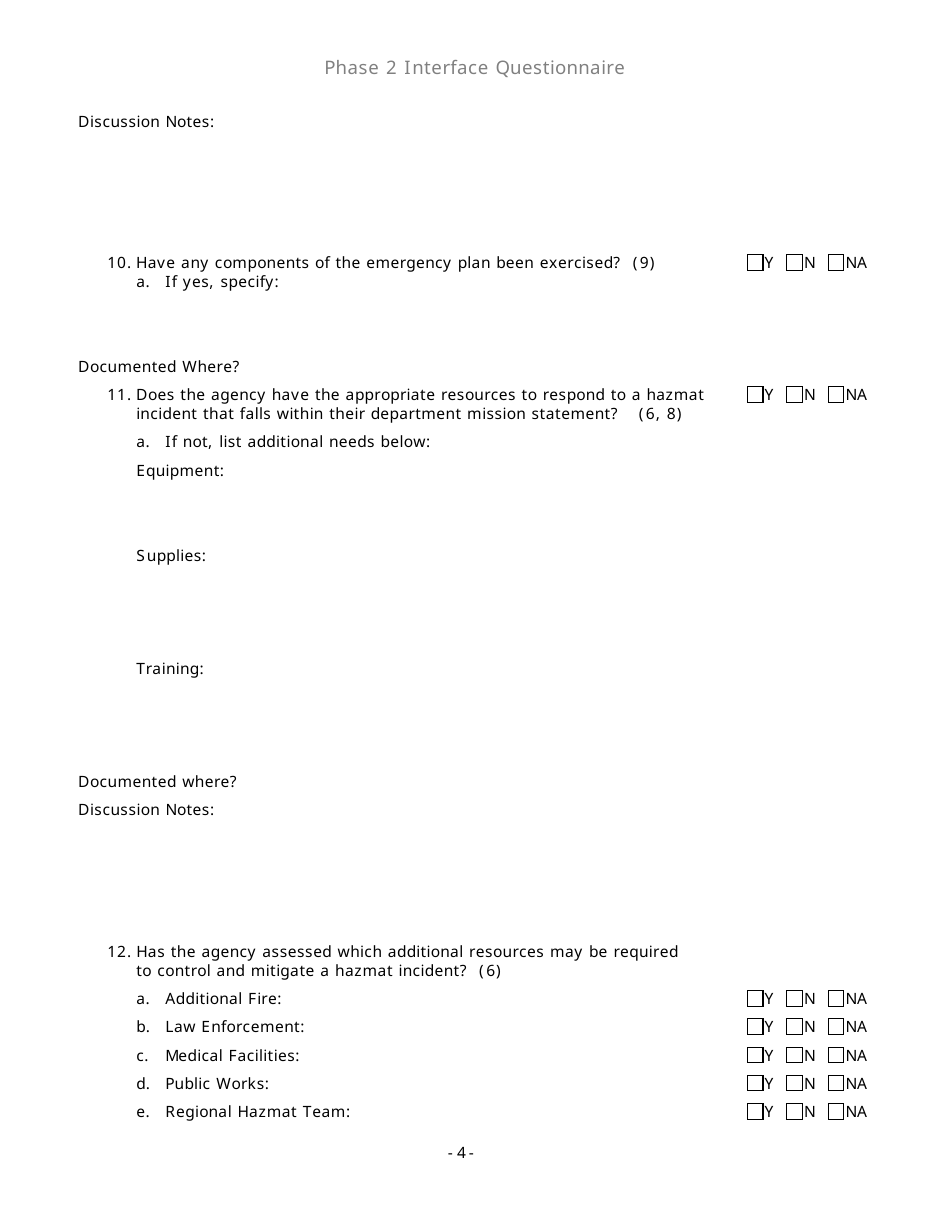 Community Capability Assessment - Phase 2 Questionnaire - Fire Department - Oregon, Page 4