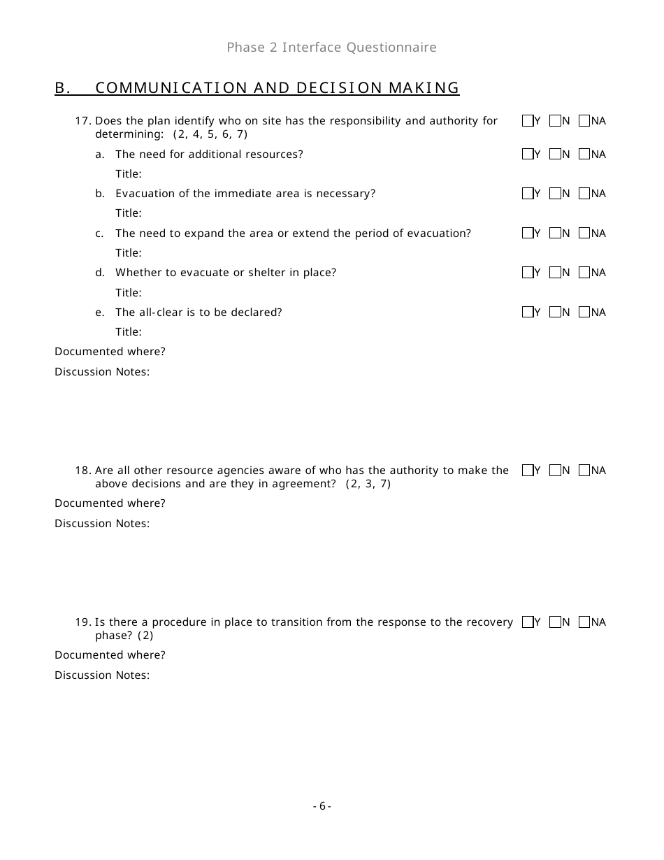 Community Capability Assessment - Phase 2 Questionnaire - Fire Department - Oregon, Page 6