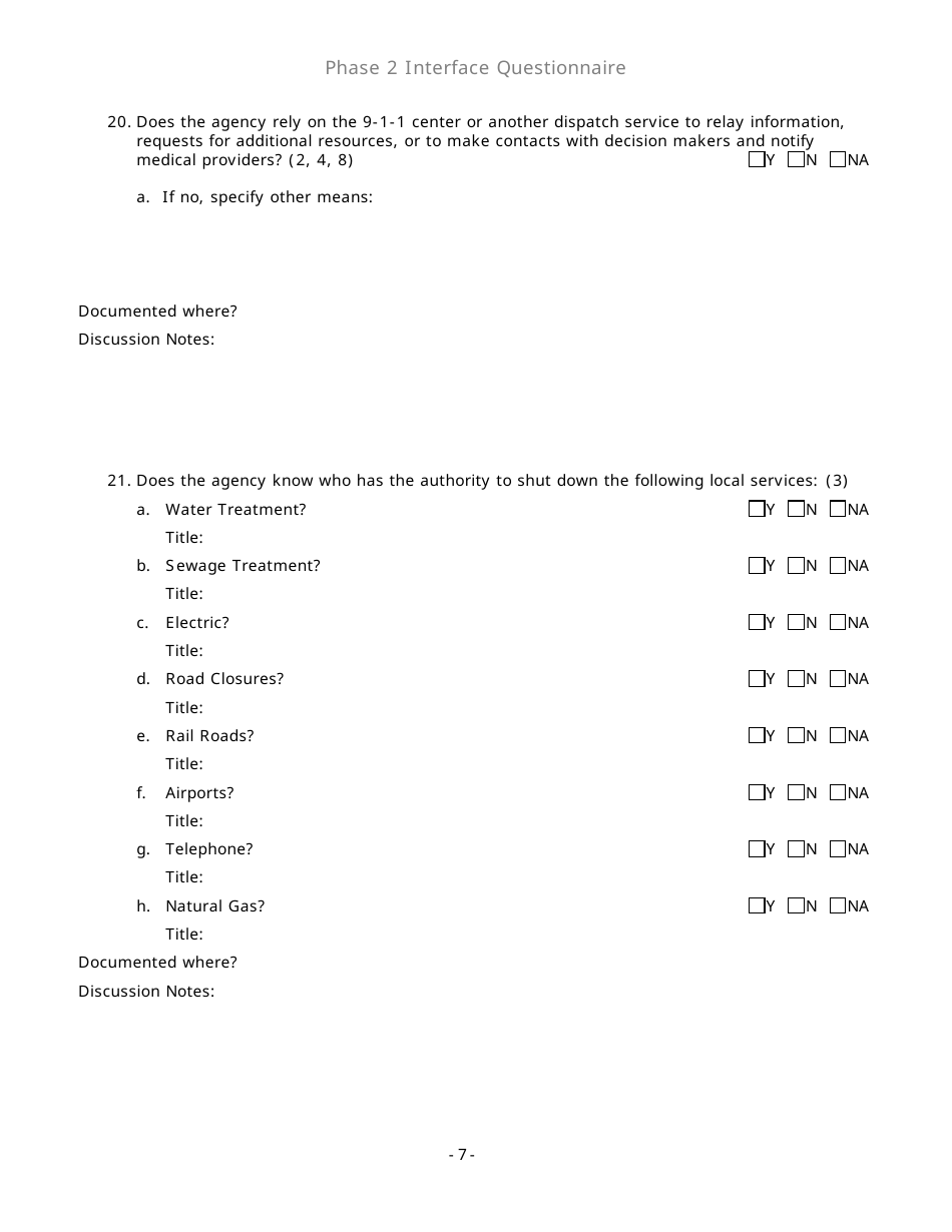 Community Capability Assessment - Phase 2 Questionnaire - Fire Department - Oregon, Page 7