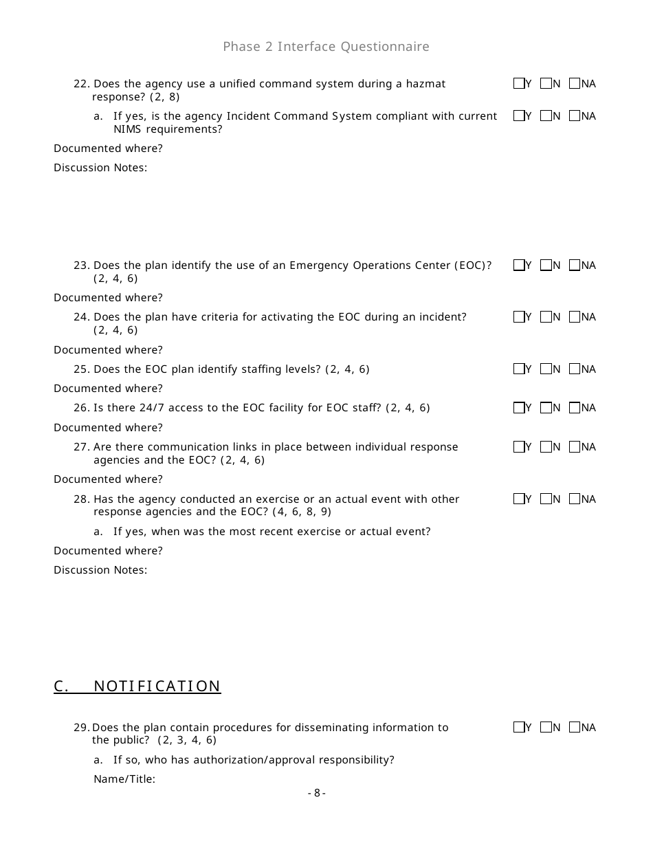 Community Capability Assessment - Phase 2 Questionnaire - Fire Department - Oregon, Page 8