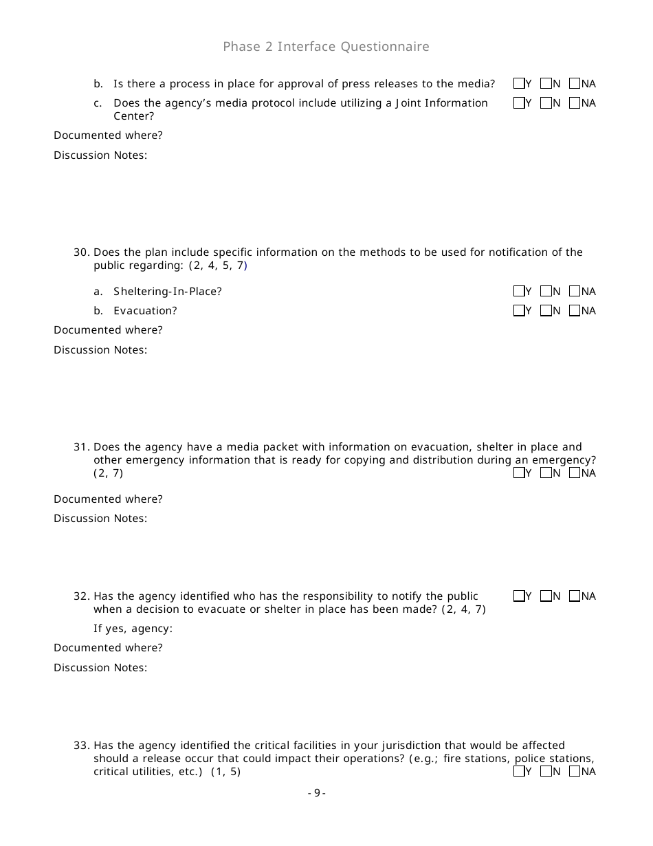 Community Capability Assessment - Phase 2 Questionnaire - Fire Department - Oregon, Page 9