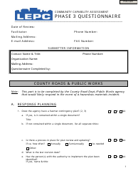 Community Capability Assessment - Phase 3 Questionnaire - County Roads &amp; Public Works - Oregon