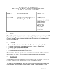 Form SOG T018 Hazardous Materials Post Training Evaluation - Oregon
