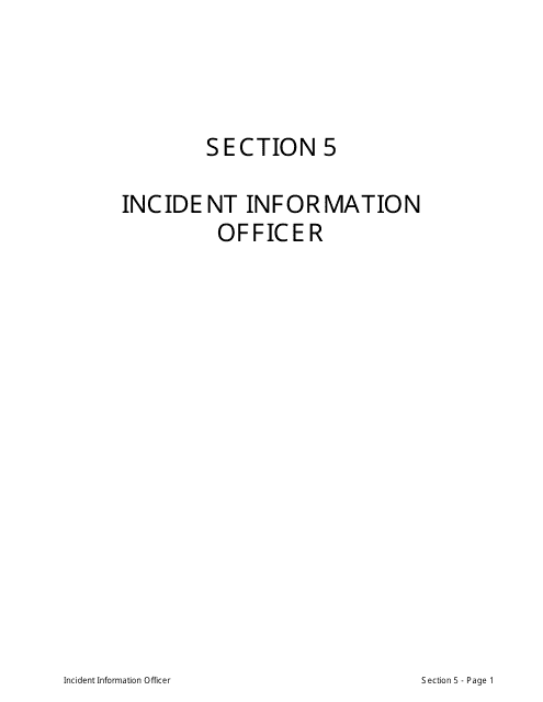 Section 5 Incident Information Officer - Oregon
