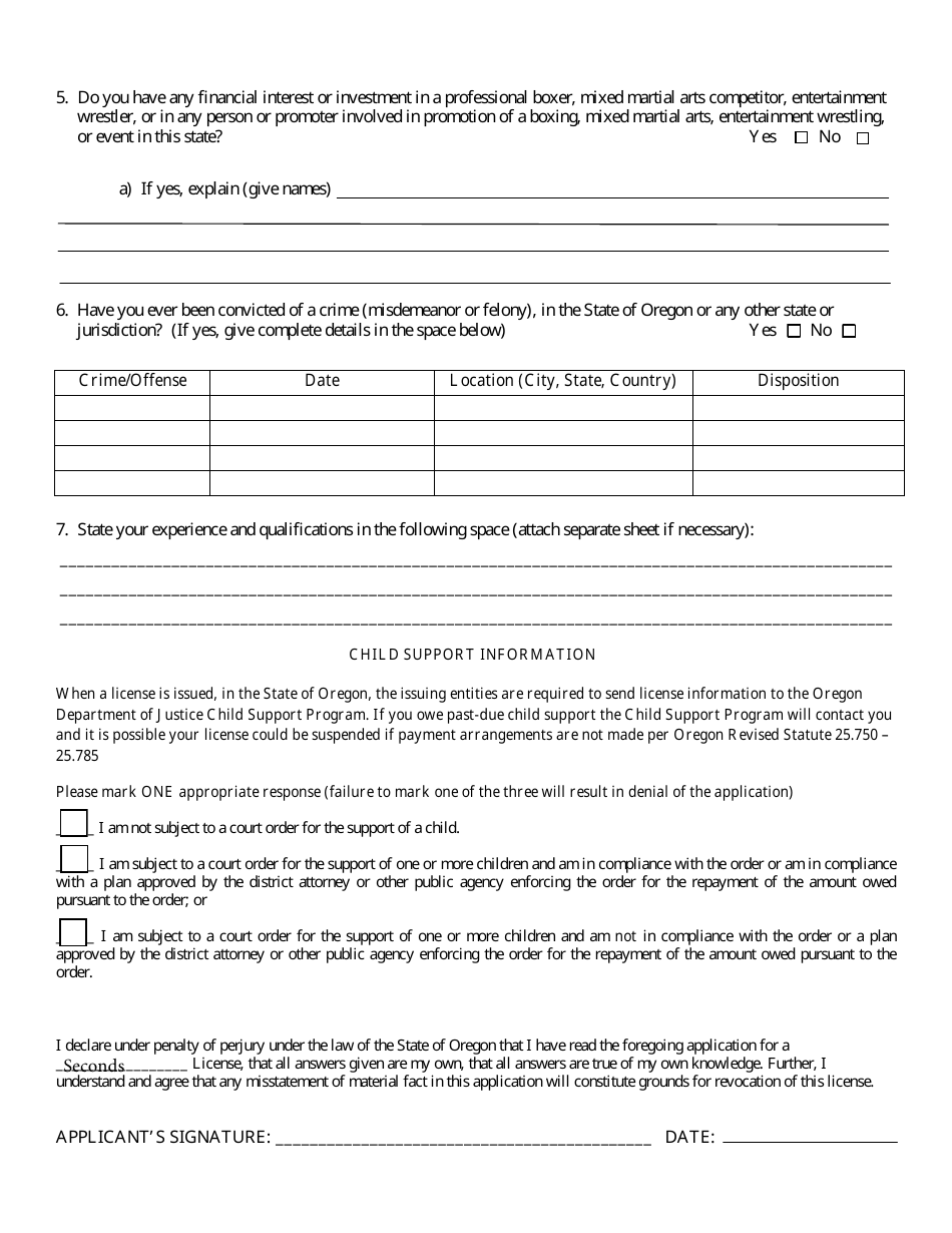 Form 1103 Second Application - Oregon, Page 2