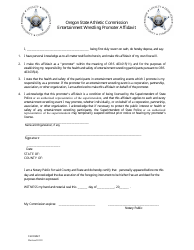 Document preview: Form 502.1 Entertainment Wrestling Promoter Affidavit - Oregon