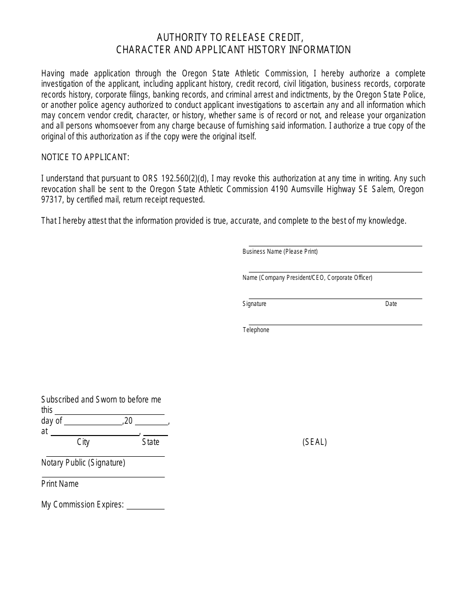 Entertainment Wrestling Promoter License Application - Oregon, Page 6