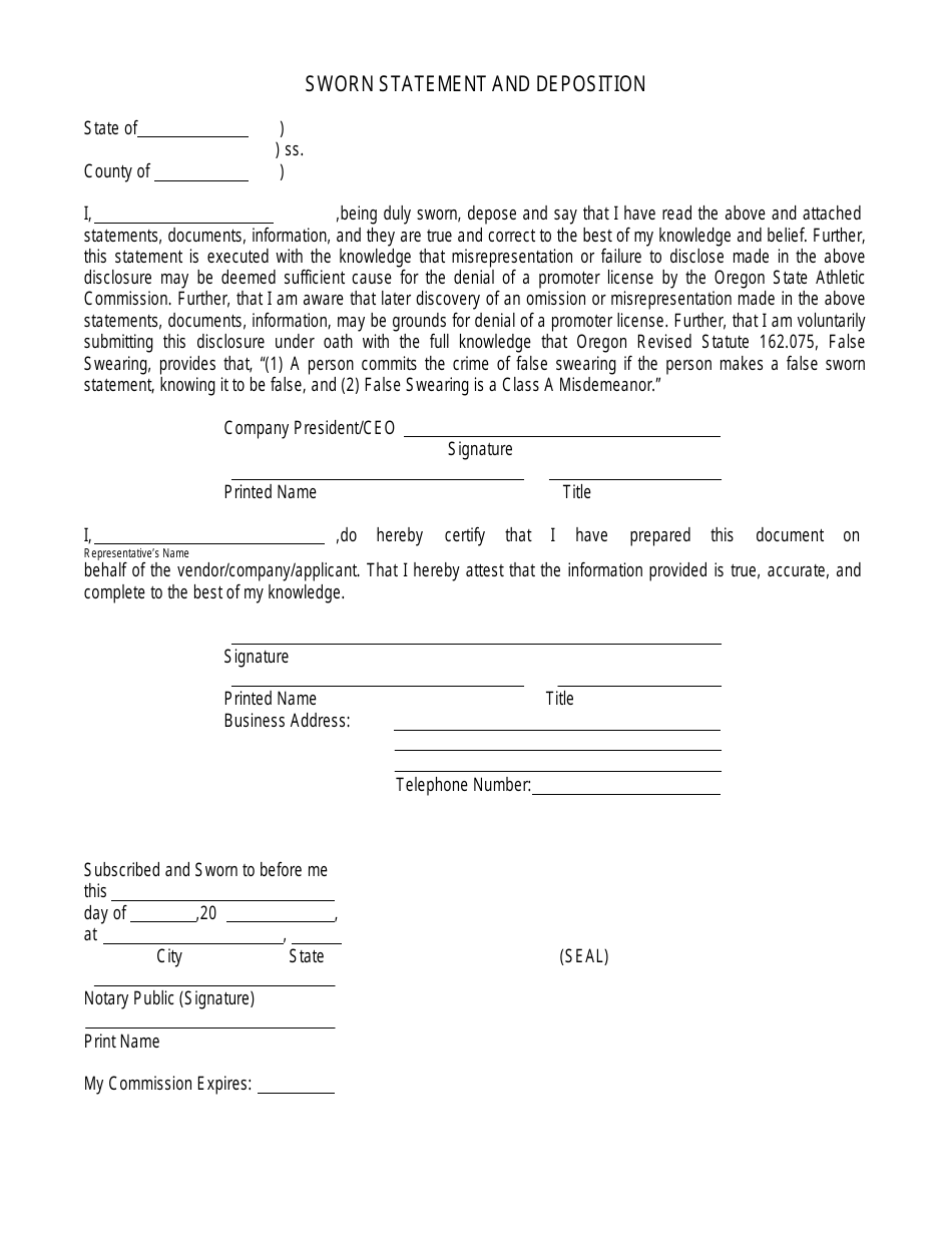 Oregon Entertainment Wrestling Promoter License Application - Fill Out ...