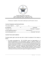 Document preview: Professional Competitor of Unarmed Combat Sports and Promoter Contract - Oregon