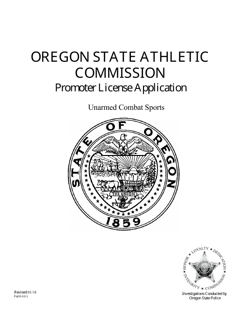 Form 1011 Unarmed Combat Sports Promoter License Application - Oregon