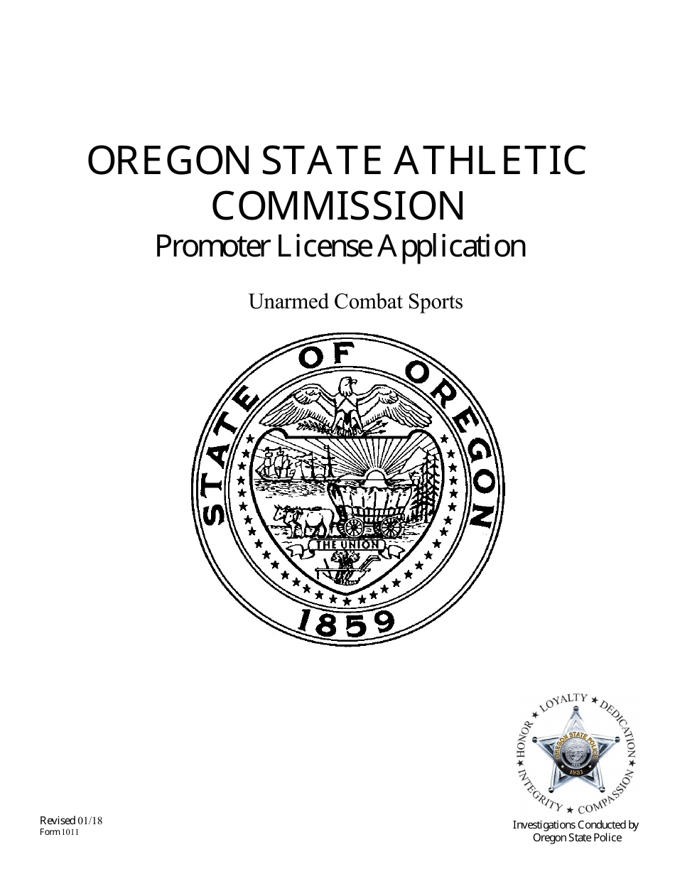 Form 1011 Unarmed Combat Sports Promoter License Application - Oregon, Page 1