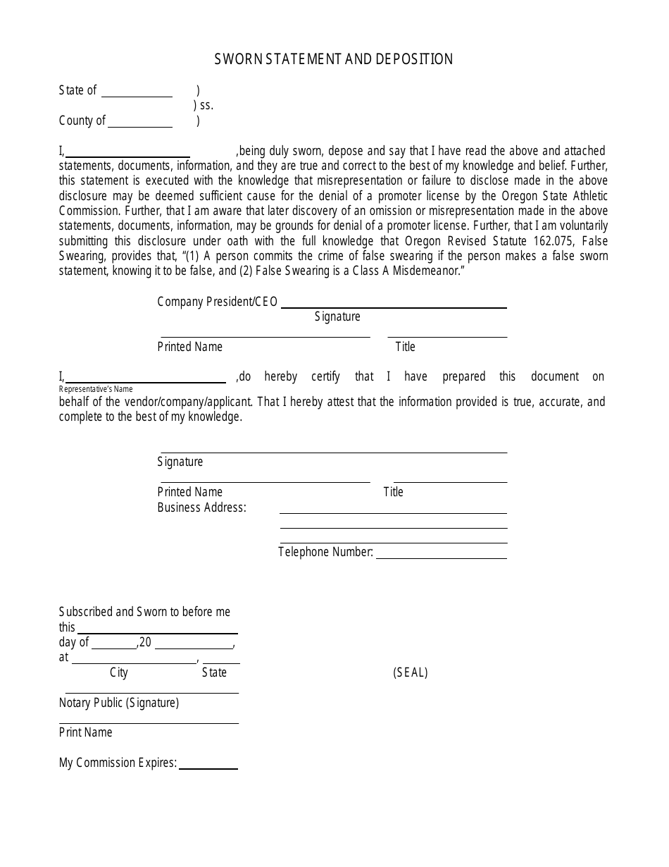 Form 1011 Unarmed Combat Sports Promoter License Application - Oregon, Page 8