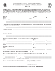 Document preview: Application for Wildlife Educational Permit - Tennessee