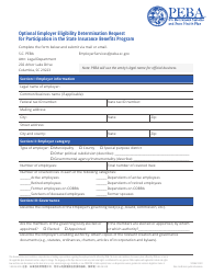 Optional Employer Eligibility Determination Request for Participation in the State Insurance Benefits Program - South Carolina